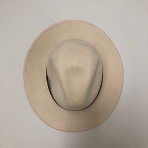 Cream felt hat with brown leather band